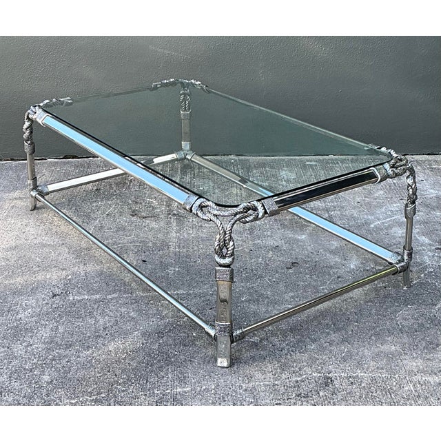 Vintage Chromed Rope and Knot Coffee Table For Sale - Image 11 of 12