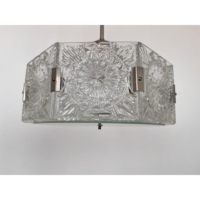 Metal Mid-Century Modern Glass Pendant Light by Kamenicky Senov, 1970s For Sale - Image 7 of 8