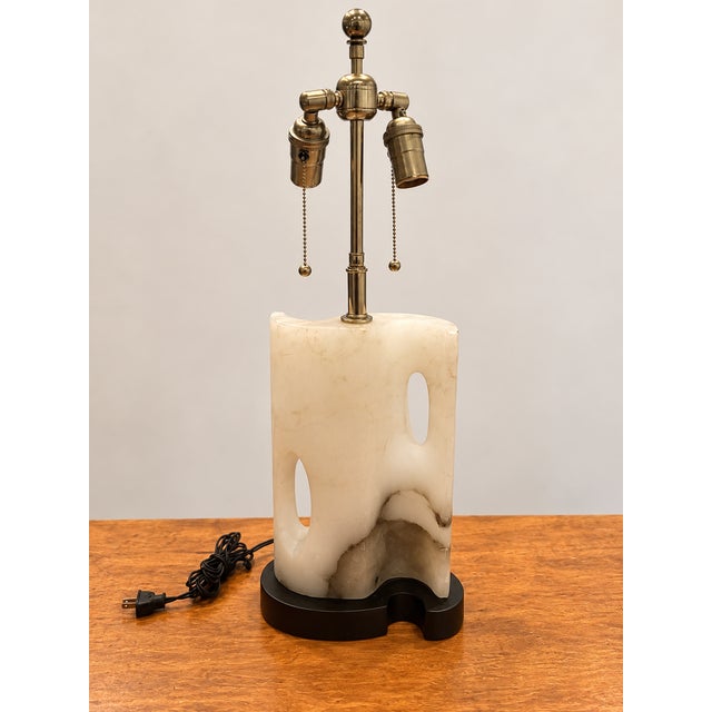 Modern 1960s Sculptural Alabaster Table Lamp For Sale - Image 3 of 9