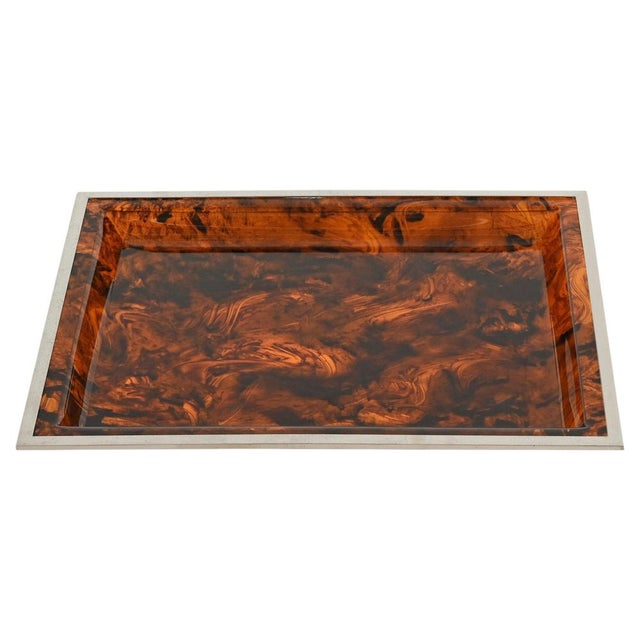 Rectangular Tortoiseshell Effect Acrylic Glass Serving Tray from Dior, Italy, 1970s For Sale - Image 15 of 15