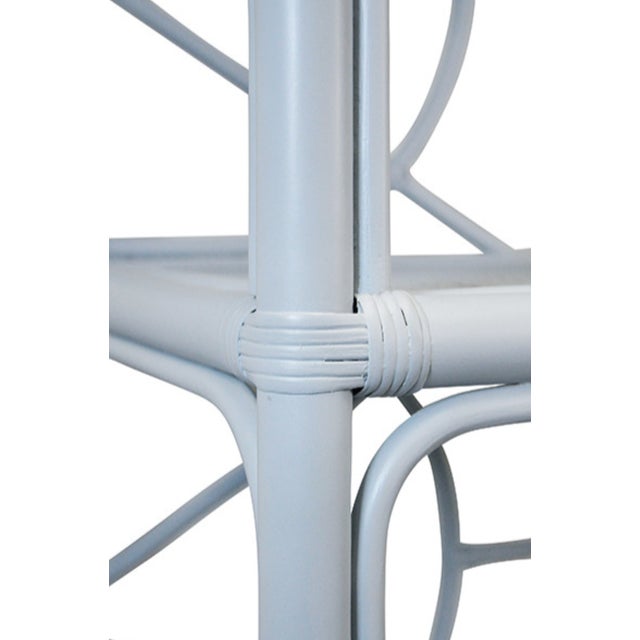 Worlds Away Matthew Izzo Home Danielle Light Blue Rattan Four Shelf Etagere With Decorative Back For Sale - Image 4 of 8
