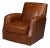 Classic Brown Leather Swivel Armchair For Sale