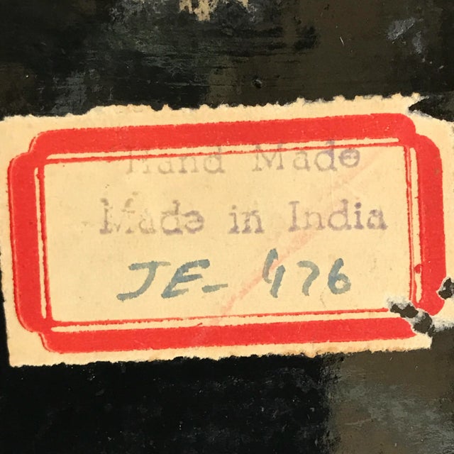 Paper Vintage Kashmir Paper Mache Hand Painted Covered Box For Sale - Image 7 of 12