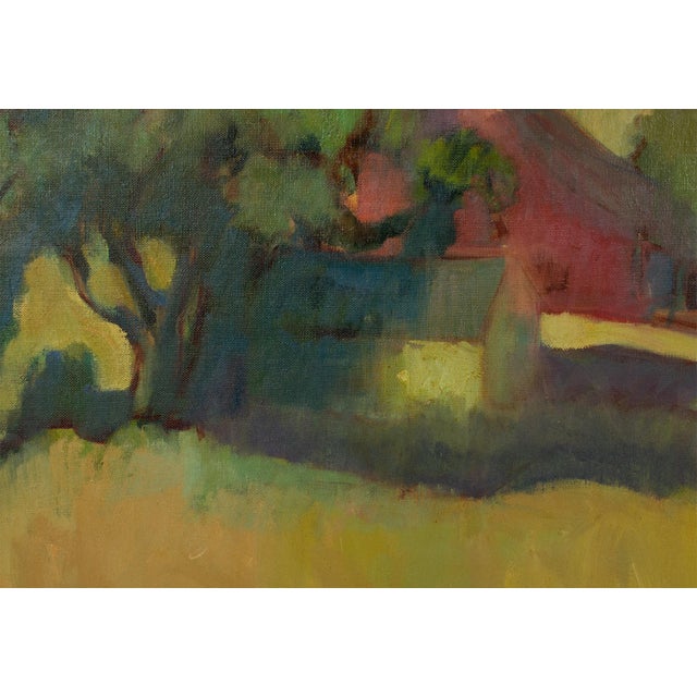 Green In the English Countryside Oil on Canvas Painting by R. Boughton, Circa 1950 For Sale - Image 8 of 17