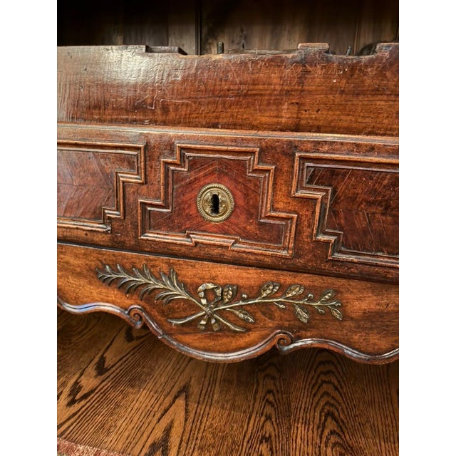 18th Century French Louis XV Walnut Armoire With Burr Elm, Chevron Inlay, Circa 1770 For Sale - Image 16 of 17