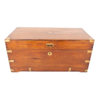 Antique Campaign Military Trunk in Camphor Wood, 1860 For Sale