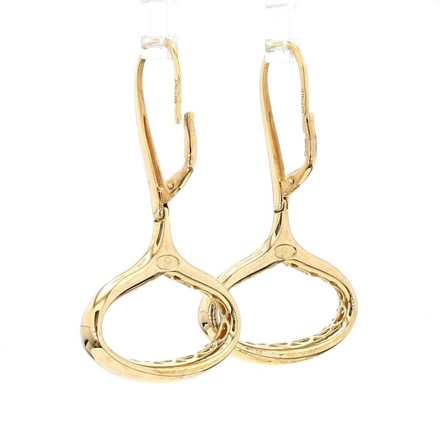 Gold 14k Gold Wide Open Oval Drop Diamond Wire Clip Earring - Made in Italy, Pair For Sale - Image 8 of 10