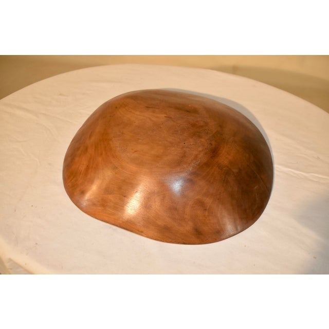 Brown Hand Hewn Fruitwood Bowl, Circa 1900 For Sale - Image 8 of 9