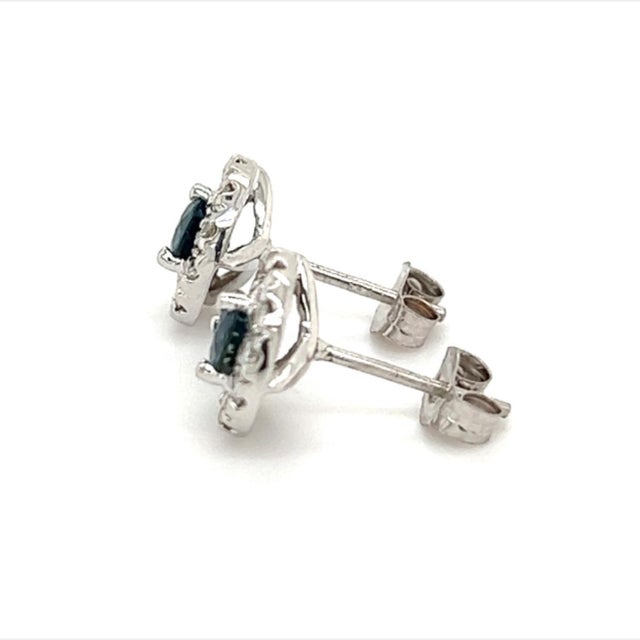 Blue Natural Sapphire Diamond Stud Earrings 14k Gold 1.09 TCW Certified For Sale - Image 8 of 10