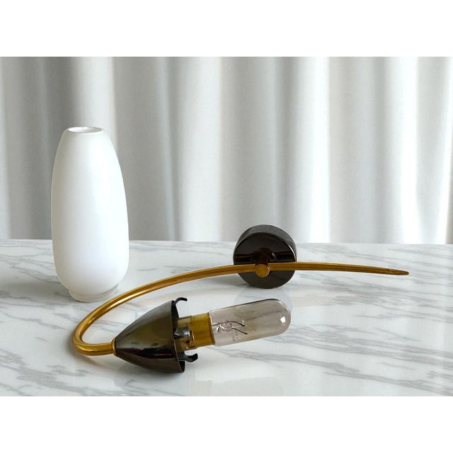 Goldenrod Vintage White Opaline Glass Wall Sconce, 1990s For Sale - Image 8 of 12