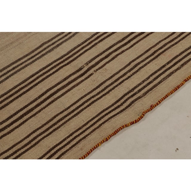 Rug & Kilim Vintage Kilim Rug With Beige-Brown Stripe Patterns, Panel-Woven Style For Sale - Image 4 of 7