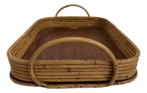 1960s Franco Albini Style Bamboo & Teak Tray