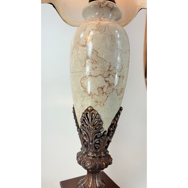 Baroque styled Vintage Lamp Marble & Bronzed finish Metal. Heavy solid marble. In good working order.
