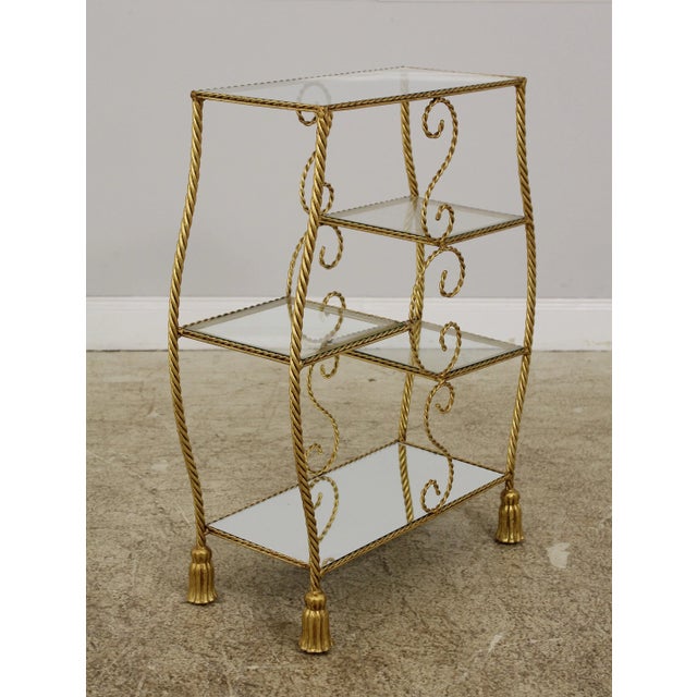 Gold Gilt Metal Tassel Tiered End Table For Sale - Image 4 of 12