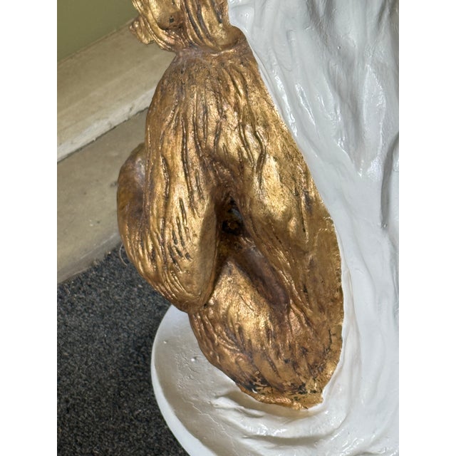 Late 20th Century Palm Beach Regency White Lacquered Parcel Gilt Monkey Side Table - Newly Painted For Sale - Image 12 of 14