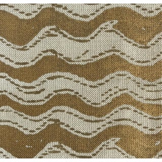 John Robshaw Vala Gold Printed Linen/Cotton Fabric- 1 Yard For Sale