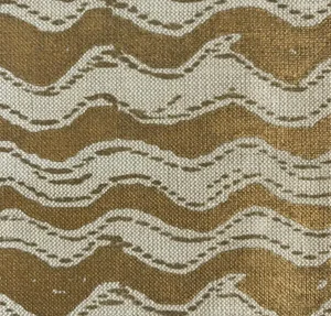 John Robshaw Vala Gold Printed Linen/Cotton Fabric- 1 Yard