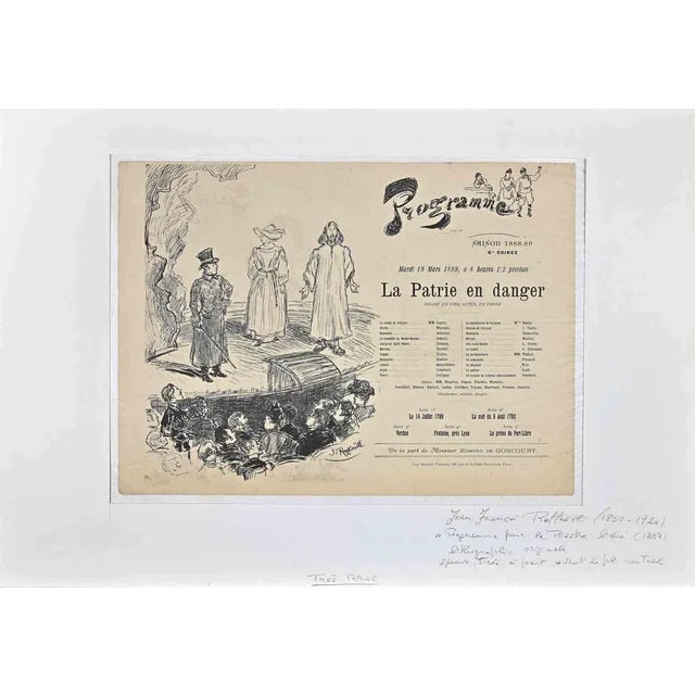 Jean-Francois Raffaelli, Programme for the Theatre, 1889, Lithograph For Sale - Image 3 of 3
