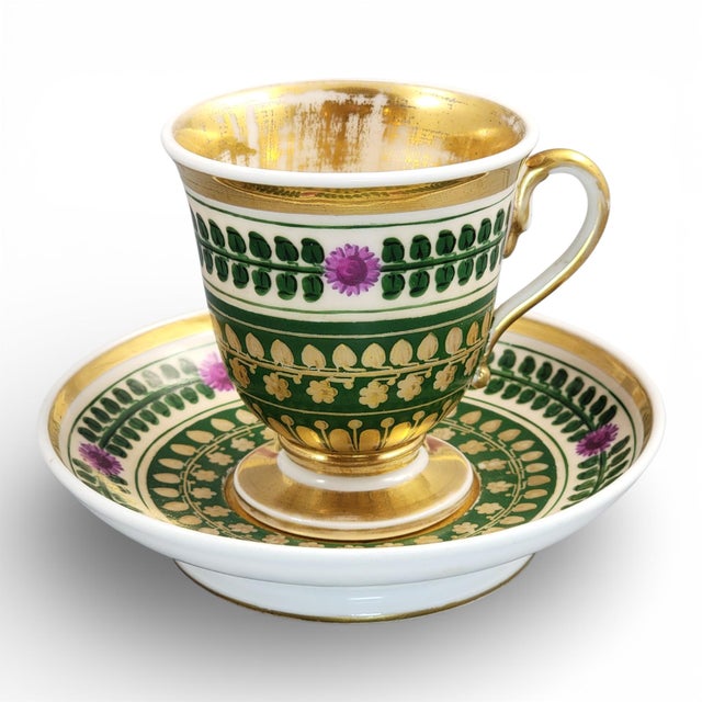 Amtique Empire Porcelain Cup and Saucer, 1820, Set of 2 For Sale - Image 14 of 14