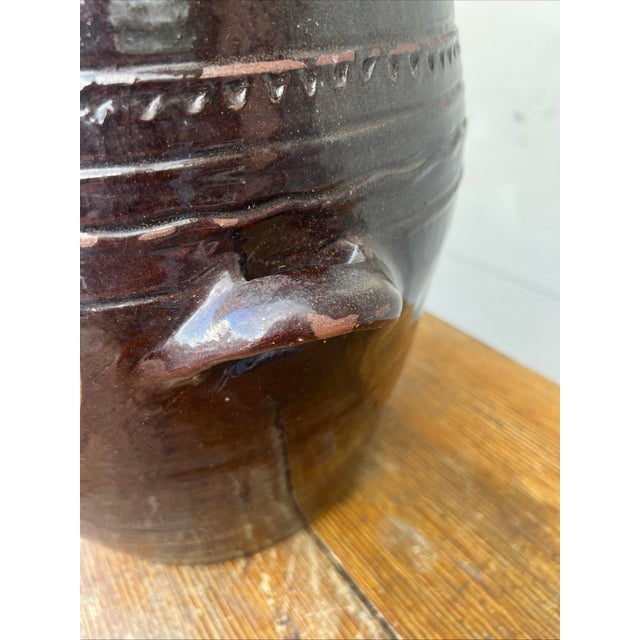 Traditional Antique Redware Korean Traditional Onggi Fermentation Jar, With Lid, Circa 1920’s For Sale - Image 3 of 12