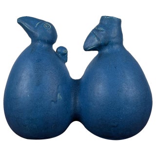 Postmodern Dutch Studio Pottery Sculptural Vase with Bird Design from Agu Reuver, Holland, 1996 For Sale