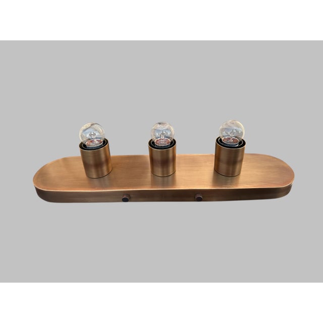 Not Yet Made - Made To Order Handmade Raw Brass Vanity Sconce Light E26 Bulb Socket Minimalist Wall Lighting Fixture For Sale - Image 5 of 6