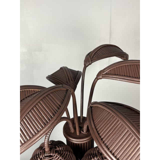 Pencil Reed Rattan Palm Tree Table Lamp in the style of Mario Lopez Torres, 1970s For Sale - Image 10 of 17