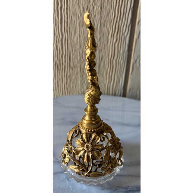 Hollywood Regency Mid-Century Hollywood Regency Matson 24k Gold-Plated Floral Perfume Bottle For Sale - Image 3 of 7
