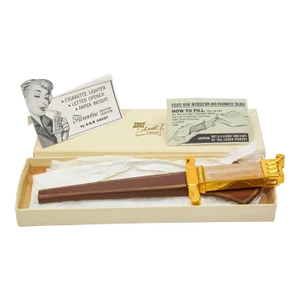 Ascot Florentine Dagger Lighter Letter Opener Paper Weight Gold and Brown 1950s