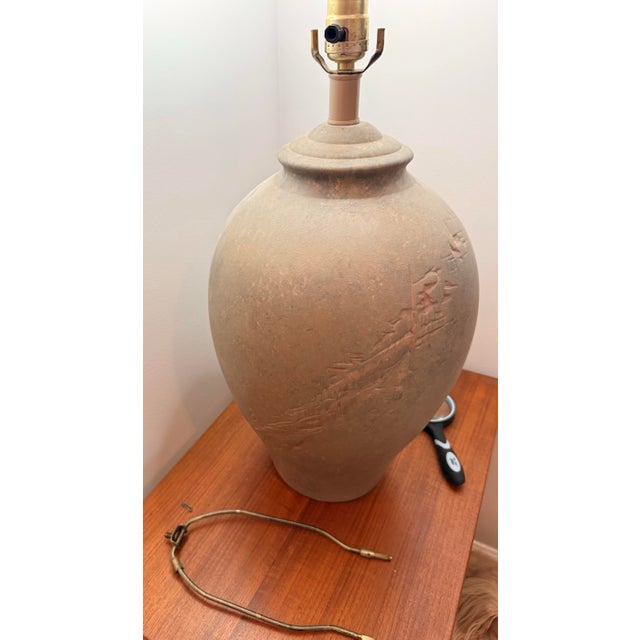 1980s Monumental 1980s Postmodern Beehive Plaster Table Lamp | Original Cone Shade For Sale - Image 5 of 12