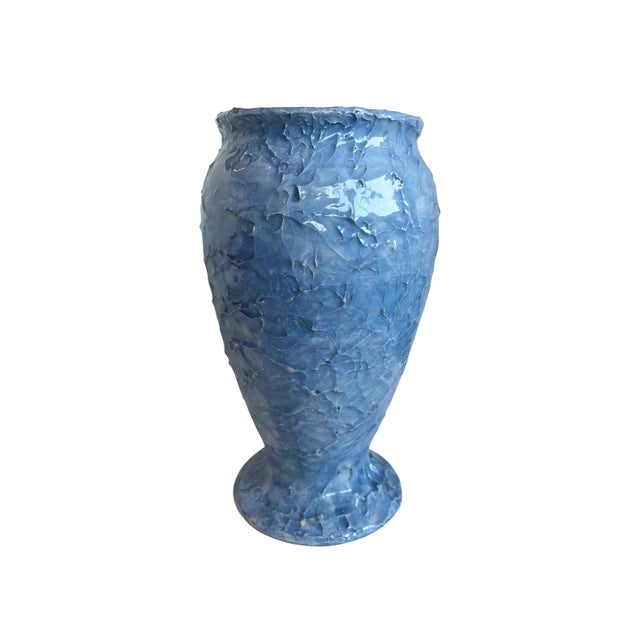 1950s Barbotine Majolica Floral Vase For Sale - Image 5 of 5