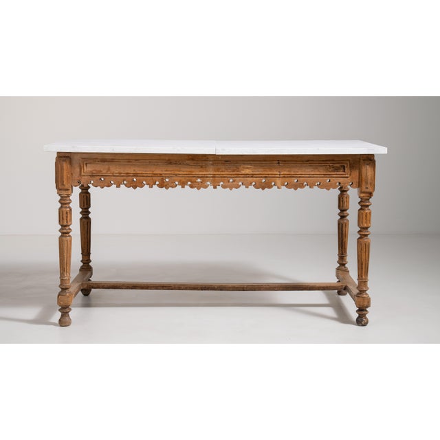 French Butcher's Table with Marble Top, Antique, France, Circa 1900 For Sale - Image 4 of 14