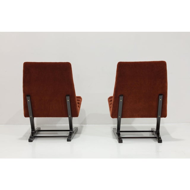 Mid 20th Century Pair of Mid 20th Century Roger Sprunger for Dunbar Cantilevered Chairs in Mohair For Sale - Image 5 of 9