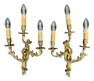 Vintage French Wall Sconces, Set of 2