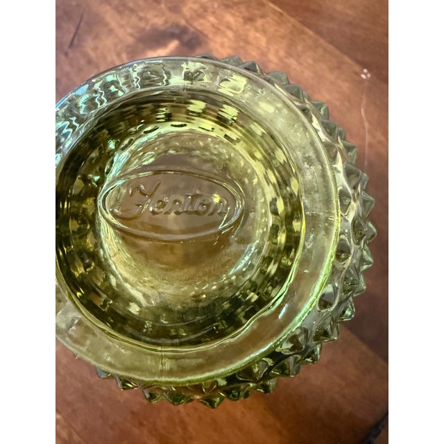 Fenton Green Hobnail Rose Ruffled Vase For Sale - Image 6 of 8