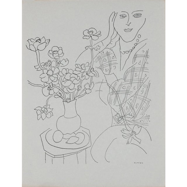 After Henri Matisse, Femme Et Vase De Fleurs, Lithograph For Sale