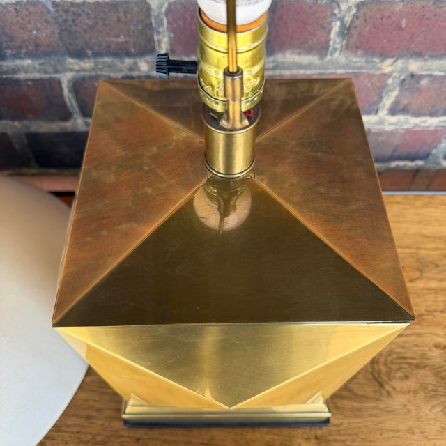 Mid-Century Modern Mid-Century Geometric Brass Table Lamp For Sale - Image 3 of 9