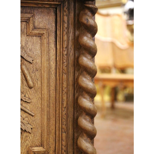 19th Century French Henri II Bleached Oak Buffet With Carved Harvest Motifs For Sale - Image 13 of 17