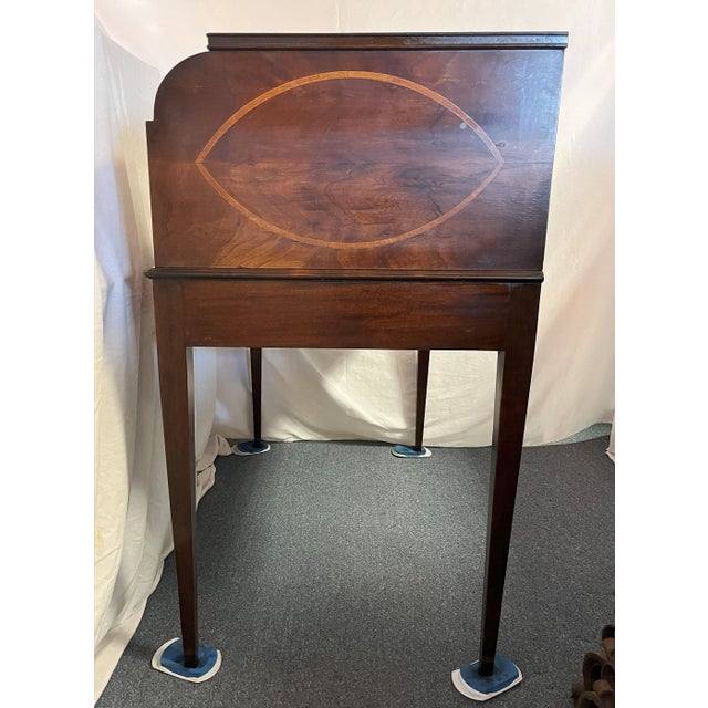 1930s Rare 1930's Numbered Charak Furniture Hepplewhite Revival Rolltop Desk For Sale - Image 5 of 12