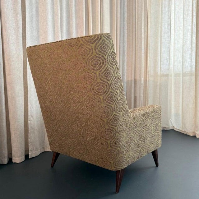 Lime 1950s Mid-Century Modern Upholstered High Back Lounge Chair For Sale - Image 8 of 9
