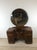 This Art Deco vanity features hardwood construction, original walnut finish, 8 dovetailed drawers with bakelite & brass...