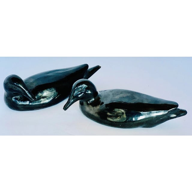 Ceramic Vintage Oaxaca, Mexico Black Pottery Ducks, Artist Signed by Doña Rosa, Coyotepec- A Pair For Sale - Image 7 of 12