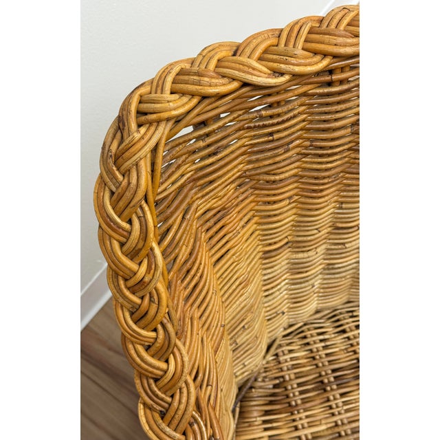 Vintage Braided Wicker Club Chair For Sale - Image 10 of 11