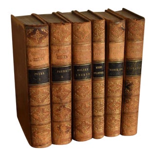 19th Century Henry Wadsworth Longfellow Leather Bound Books- 6 Volumes For Sale