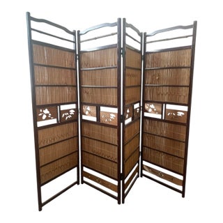 Late 20th Century Low Four Panel Bamboo Japanese Screen For Sale