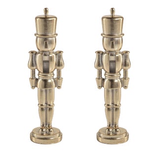 Hartwin Medium Gold Metallic Decorative Nutcracker Figurines, Set of 2 For Sale