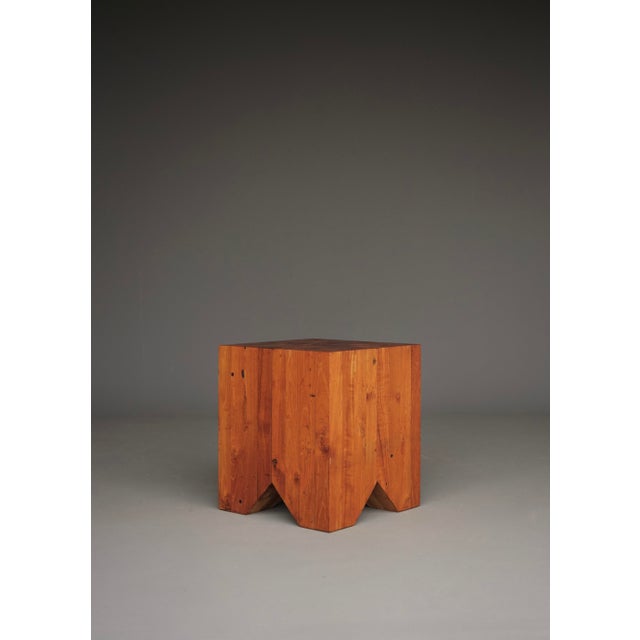 Modern Brutalist Teak Stool with Endgrain Top, 1990s For Sale - Image 3 of 13