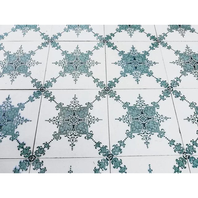 Blue Art Deco Dark Green Tiles from Societe Morialme, Belgium, 1920s For Sale - Image 8 of 12