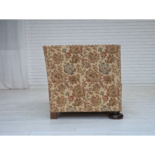 1950s Danish Oak 2-Seater Sofa in Beige & Brown Furniture Fabric, 1950s For Sale - Image 5 of 17