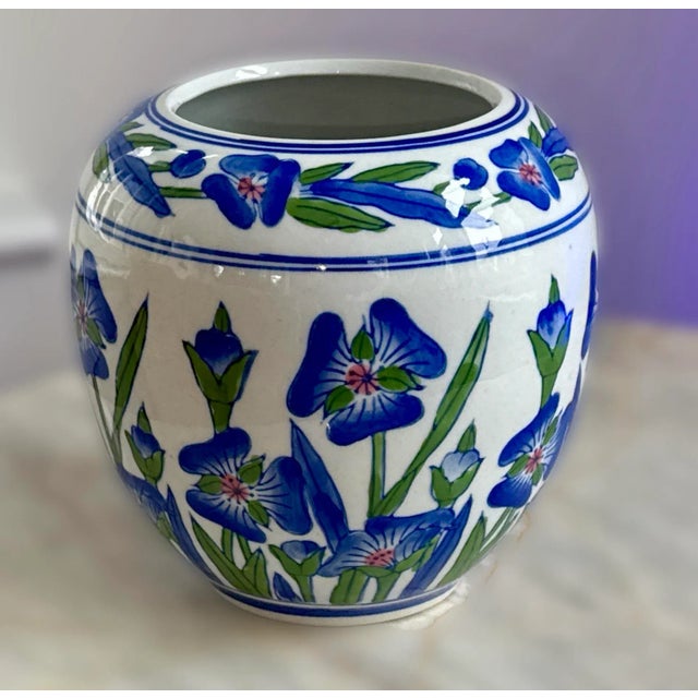 Mid Century Chinese Floral Vase For Sale - Image 4 of 9